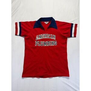 Medalist Sand-Knit Polo Shirt Mens Large Red Johnny Collar American Plumbing #24